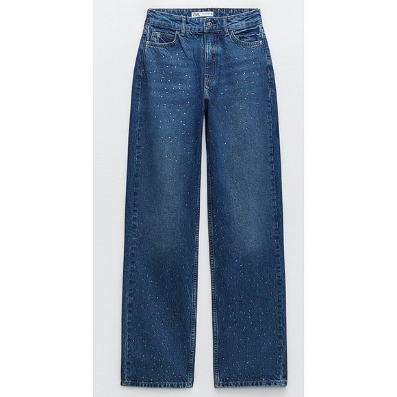 Zara Jewel BEADED JEANS  HIGH WAIST Blue - Picture 13 of 16